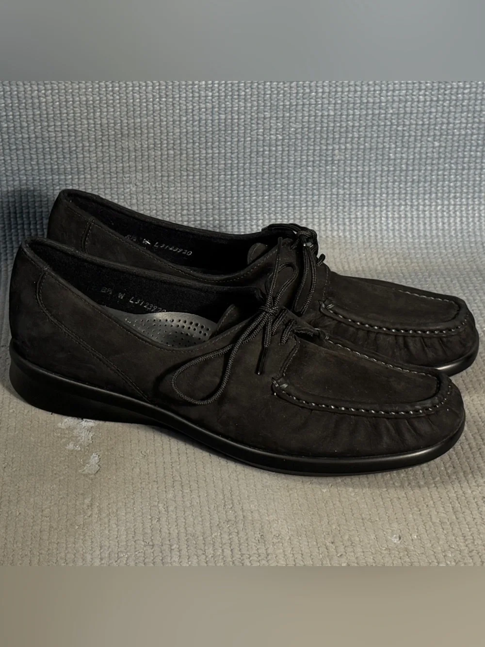 SAS Petra Black Suede Handcraft Comfort Moccasin Lace Shoes Women’s Sz 8.5 Wide
